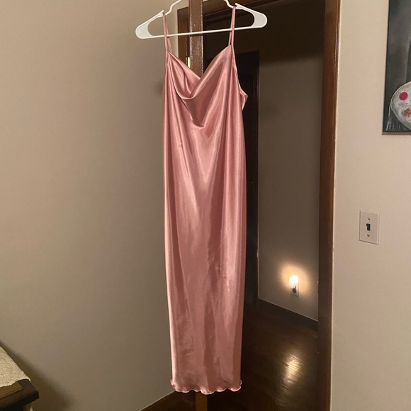 bebe pink silk dress Pink Bebe Italian Silk Maxi Dress